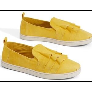 Toms Mustard Yellow Suede Alpargata Ruffle Shoes Sz 7.5
